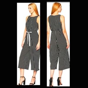 Pants Jumpsuit Suze 12 NWT Black White Pinstripes